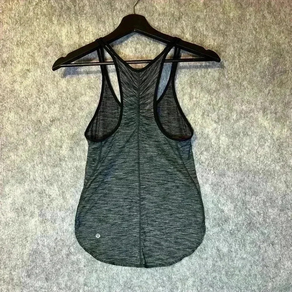 Lululemon Sz 4 What The Sport Ruched Racerback Singlet Tank Top Gray/Black - Picture 3 of 4